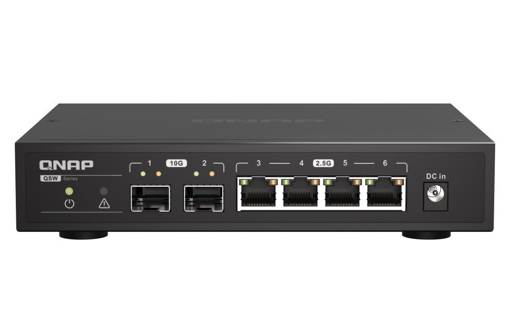Qnap 6-Port Unmanaged Switch, 10GbE SPF+(2), 2.5GbE(4), 2YR WTY