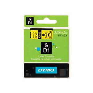 Dymo D1 (SD40918/S0720730) Label Cassette, 9MM X 7M - Black On Yellow