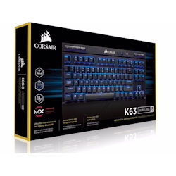 Corsair K63 Keyboard - Cable Connectivity - USB 2.0 Interface - Black