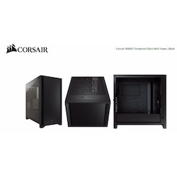 Corsair Carbide Series 4000D Solid Steel Front Atx Tempered Glass Black, 2X 120MM Fans Pre-Installed. Usb 3.0 X 2, Audio I/O. Case