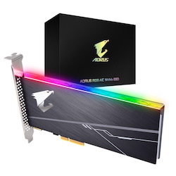 Gigabyte Aorus Aic PCIe X4 NVMe SSD 1TB - 3480/3080 MB/s 610K/530K Iops 3D TLC ToshiBa BiCS3 1600TBW 1024MB 1.8 Mil MTBF RGB 5YRS