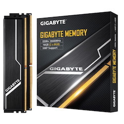 Gigabyte Gaming Memory 16GB (2x8GB) DDR4 2666MHz C16 1.2V 16-16-16-35 XMP 2.0 Dual Channel Kit Aluminum Black Heatsinks PC Desktop Ram