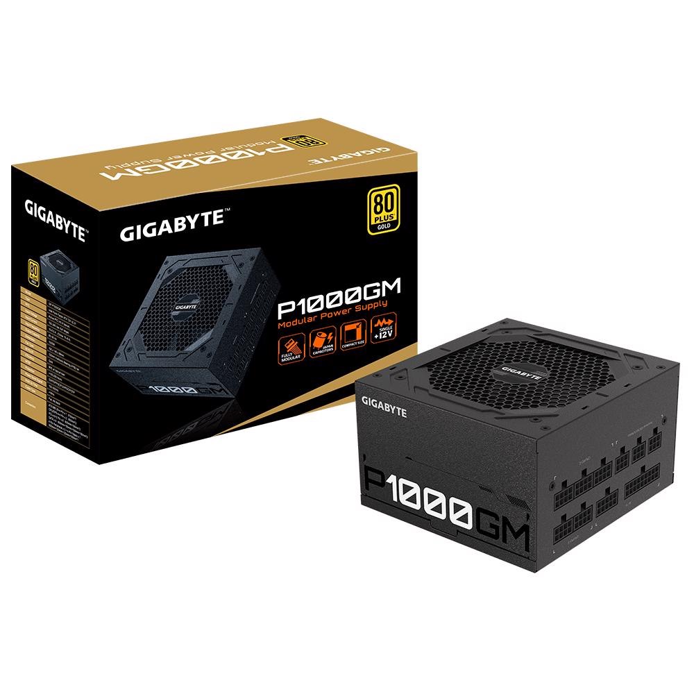 Gigabyte P1000GM 1000W Atx Psu Power Supply, 80+ Gold, Fully Modular, Black Flat Cables, Single +12V Rail, Japanese >100K HRS