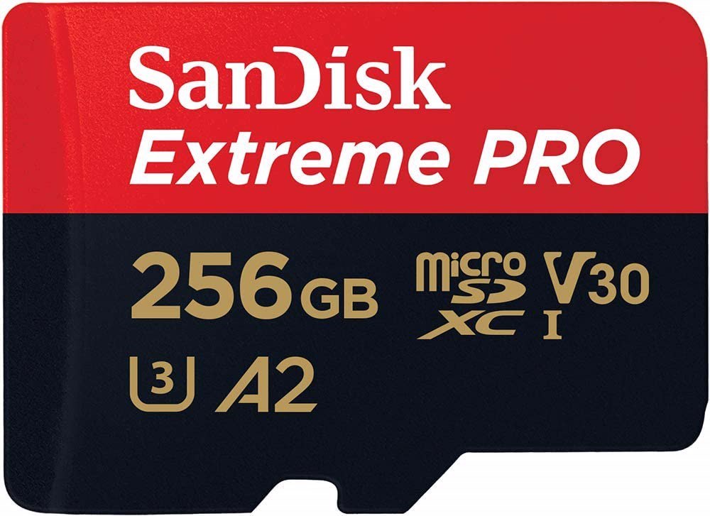 SanDisk 256GB SanDisk Extreme Pro microSDHC SQXCZ V30 U3 C10 A2 Uhs-1 170MB/s R 90MB/s W 4X6 SD Adaptor Android Smartphone Action Camera Drones