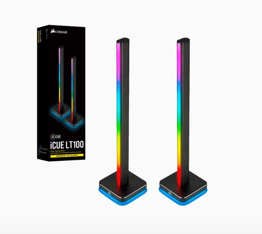 Corsair Icue LT100 Smart Lighting Towers Starter Kit, Icue Software, Long Last Led. Pre-Set Effects.Enhanced Entertainment And Visual Experience