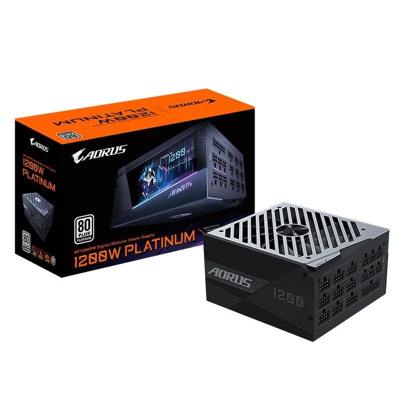 Gigabyte Aorus Ap1200pm 1200W 80+ Platinum Atx Modular Power Supply, Digital LCD Monitor, Japanese Capacitors, RGB Fusion 2.0