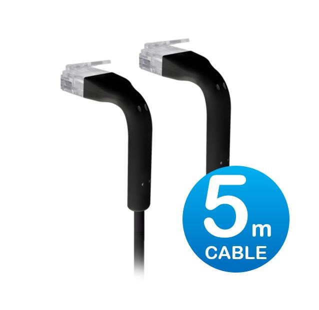Ubiquiti UniFi Patch Cable 5M Black, Both End Bendable To 90 Degree, RJ45 Ethernet Cable, Cat6, Ultra-Thin 3MM Diameter U-Cable-Patch-5M-RJ45-BK