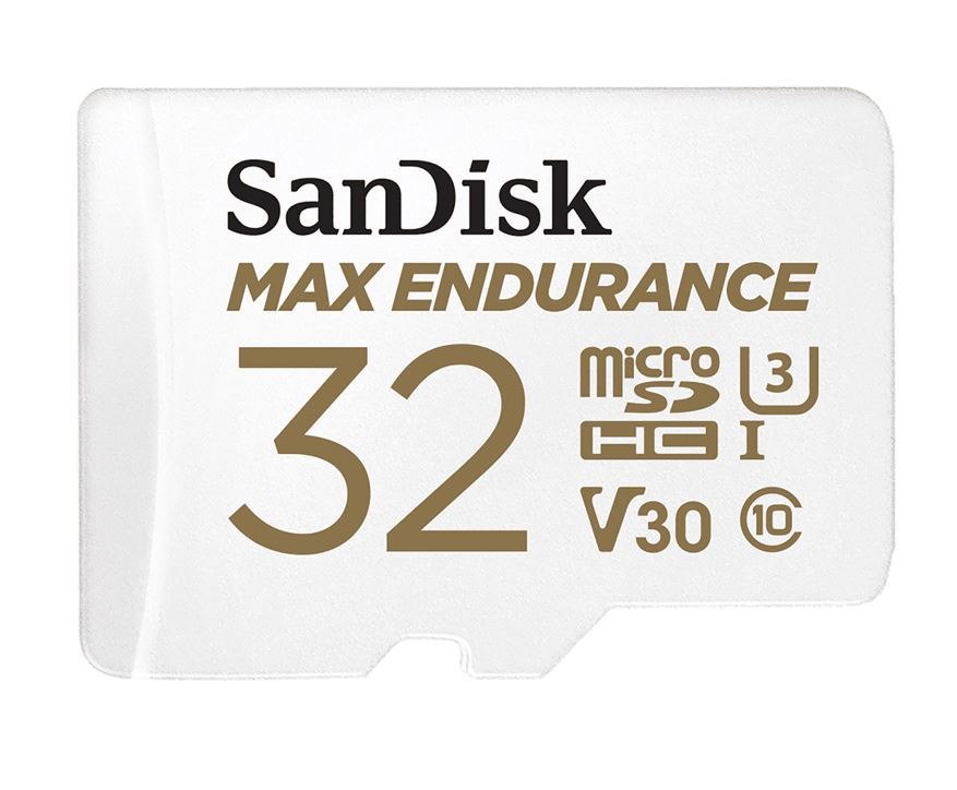 SanDisk Max Endurance 32GB microSD 100MB/s 40MB/s 20K HRS 4K Uhd C10 U3 V30 -40°C To 85°C Heat Freeze Shock Temperature Water X-Ray Proof SD Adapter