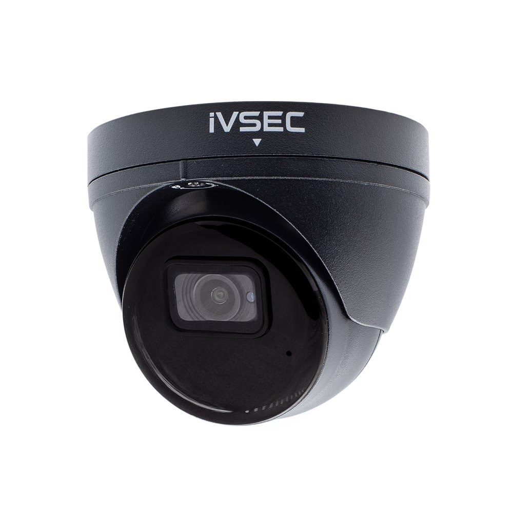 Ivsec Turret Ip Camera 5MP 2.8MM Fixed Lens 20FPS Poe Ip66 30M Ir Mic Pir Black