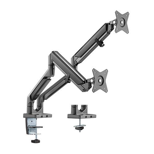 Brateck Dual Monitors Epic Gas Spring Aluminum Monitor Arm Fit Most 17'-32' Monitors, Up To 9KG/ Screen Vesa 75X75/100X100 Space Grey(LS)-LDT10