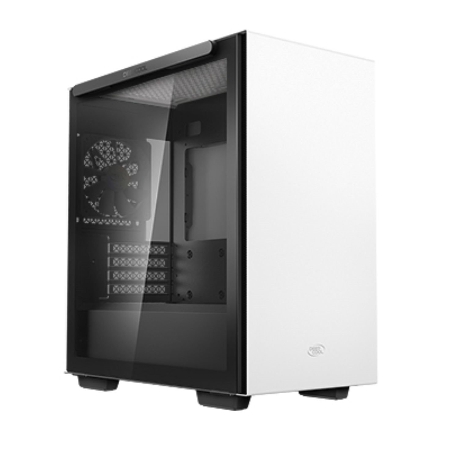 DeepCool Macube 110 White Minimalistic Micro-ATX Case, Magnetic Tempered Glass Panel, Removable Drive Cage, Adjustable Gpu Holder, 1xPreinstalled Fan