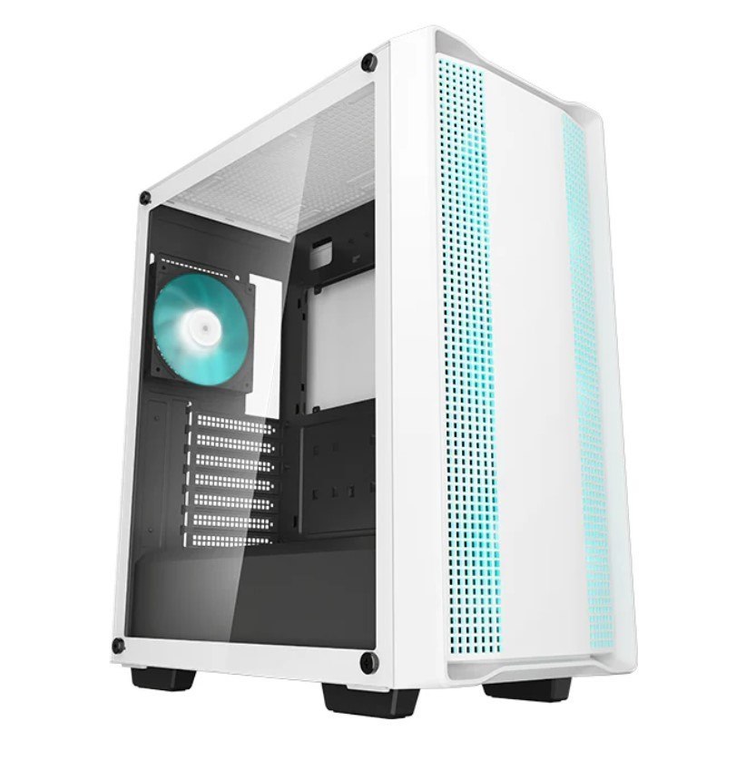 DeepCool CC560 White V2 Mid-Tower Computer Case, Tempered Glass Window, 4X Pre-Installed Led Fans, Top Mesh Panel, Support Up To 6X120MM Or 4X140MM