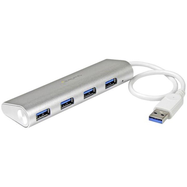 StarTech.com 4 Port Portable USB 3.0 Hub with Built-in Cable - Aluminum and Compact USB Hub