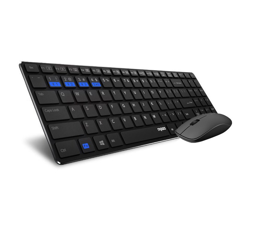 Rapoo 9300M Bluetooth & 2.4G Wireless Multi-Mode Keyboard Mouse Combo Black - 1300Dpi Spill-Resistant 5.6MM Ultra-Slim ~ 9060M (Buy 10 Get 1 Free)