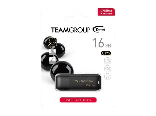 Team Group C175 Usb 3.2 G1 Flash Drive 16GB, Read (Max) 75MB/s Black