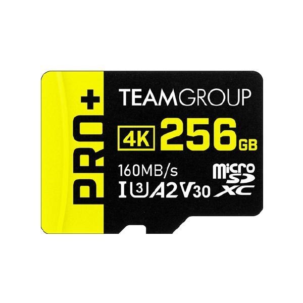 Team Group Pro+ MicroSDXC Memory Card 256GB, Read Up To 160 MB/s; Write Up To 110 MB/s With Professional Card Readers MicroSDXC / SD 6.1 / Uhs-I