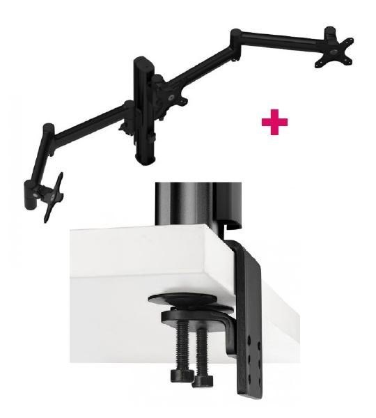 Atdec Awm Triple Monitor Arms - 400MM Post, HD F Clamp - Black