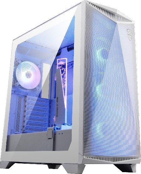 Msi MPG Gungnir 300R Airflow Mid-Tower Case, Supports Atx / M-Atx / Mini Itx, 2X Usb 3.2, 1X Usb-C, 1X HD Audio, 1X Mic, Atx Power Supply (White)(New)