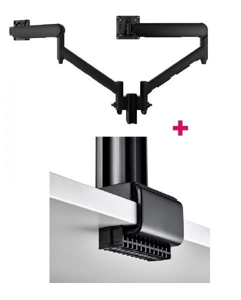 Atdec Awms-2-D13 Dual 27" Dynamic Monitor Arms On 5.3" Post And C Clamp Desk Fixing, Black