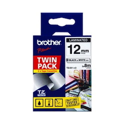 Brother Tze-231V2twinpack - 12MM Black On White Twin Pack