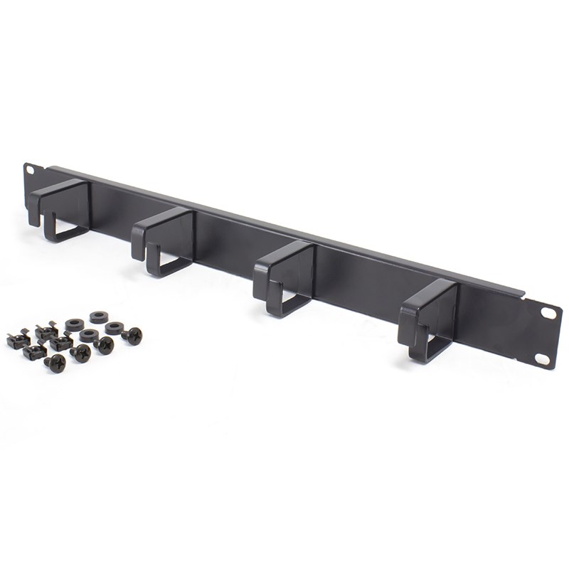 Serveredge 1Ru Horizontal 4 Rings Cable Management Rail - Metal Body Plastic Fingers And Rear Cable Entry Holes