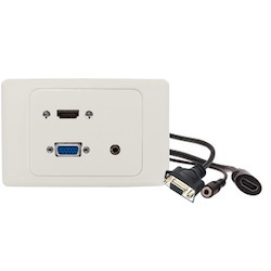 Alogic 1 X Hdmi 1 X Vga & 1 X 3.5MM Audio Clipsal 2000 White Wall Plate With Panel Mount Cables
