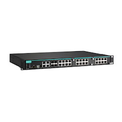Modular managed Ethernet switch with 8 10/100BaseT(X) ports, 2 10/100/1000BaseT(X) or 100/1000BaseSFP combo ports, and 2 slots for fast Ethernet modules, front cabling, 1 isolated power supply ( 85-264 VAC), -40 to 75°C. *Note: This Item is Non-Returnable