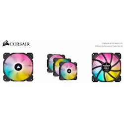 Corsair Black SP120 RGB Elite, 120MM RGB Led PWM Fan With AirGuide, Triple Pack With Lighting Node Core