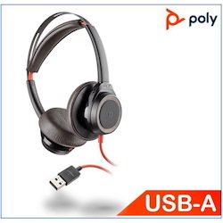 Polycom Plantronics/Poly Blackwire 7225, Standard, Usb-A, Black, Corded, Active Noise Cancelling, SoundGuard, 4 Mics Boomless Design