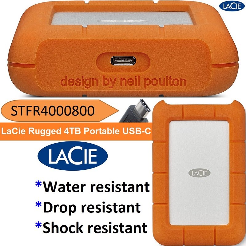 Lacie Rugged 2.5" 4FT Drop Resistant 4TB Usb-C, 2YR