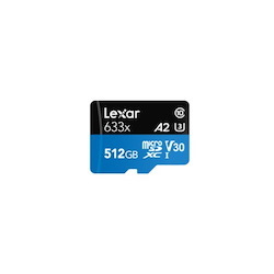 Lexarl 633X MicroSDXC 512GB CL10, A1, Uhs-I U3,V30, Up To 100MB/s Read, Up To 45MB/s Write [Lsdmi512gbb633a]