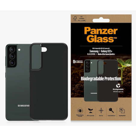 PanzerGlass Samsung Galaxy S22+ 5G (6.6') Biodegradable Case - Black(0375),Military Grade Standard,Wireless Charging compatible,Scratch Resistant, 2YR