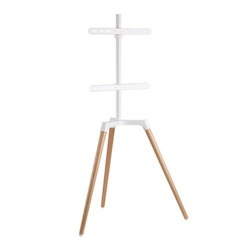Brateck Pastel Easel Studio TV Floor Tripod Stand For Most 50''-65'' Up To 35KG Flat Panel TVs -- Matte White & Beech(LS)