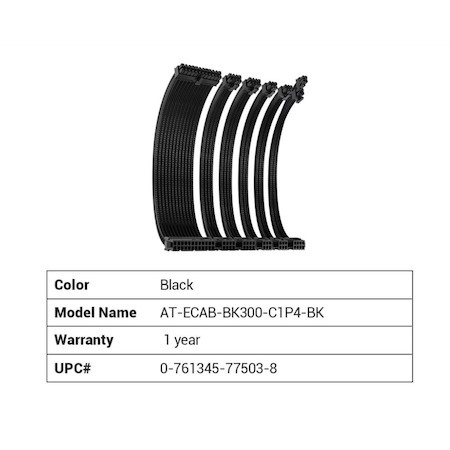 Antec Cip4 Cable Kit Black - 6 Pack, 24Atx, 4+4 Eps, 16Awg Thicker, High Performance 300MM Long Length. Premium Sleeved & Universal