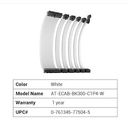 Antec Cip4 Cable Kit White - 6 Pack, 24Atx, 4+4 Eps, 16Awg Thicker, High Performance 300MM Long Length. Premium Sleeved & Universal