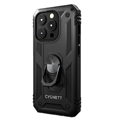 Cygnett Apple iPhone 15 Pro (6.1') Rugged Case - Black (CY4634CPSPC), Integrated Kickstand, Secure And Magnetic Disk Mount, 6FT Drop Protection