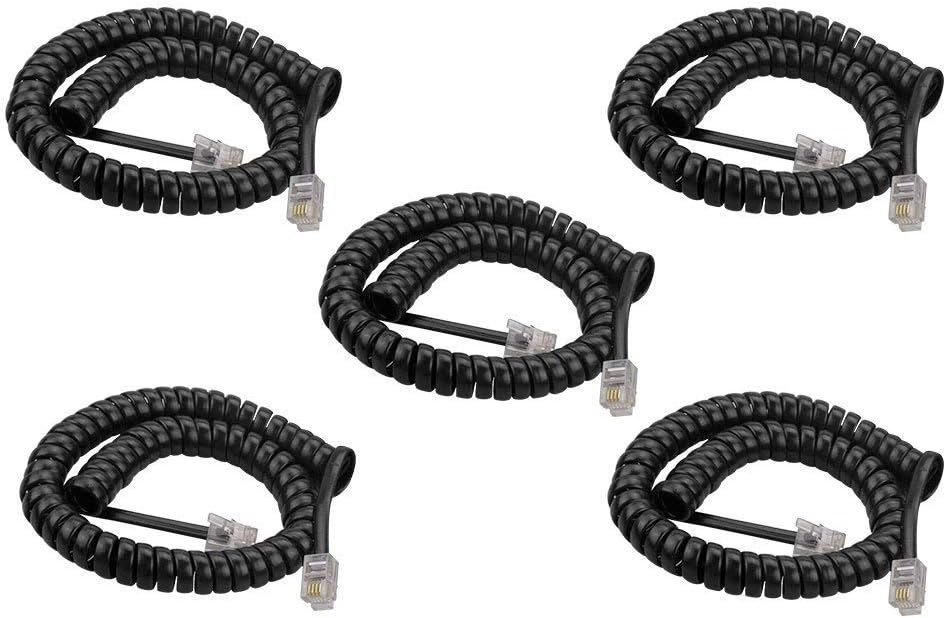 (5) Pack of 12 ft Handset cords - Black