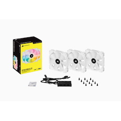Corsair White SP120 RGB Elite, 120MM RGB Led PWM Fan With AirGuide, Triple Pack With Lighting Node Core