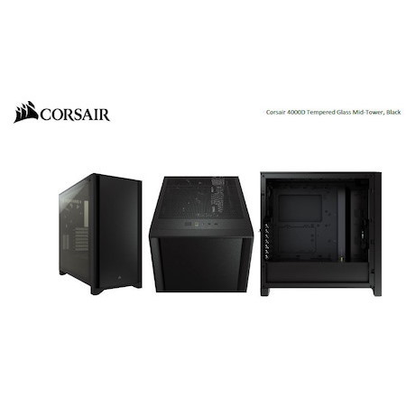Corsair Carbide Series 4000D Solid Steel Front Atx Tempered Glass Black, 2X 120MM Fans Pre-Installed. Usb 3.0 X 2, Audio I/O. Case (LS)