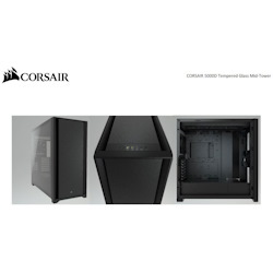 Corsair 5000D TG E-Atx, Atx, Usb Type-C, 2X 120MM Airguide Fans, Radiator 360MM. 7X Pci, 4X 2.5' SSD, 2X 3.5' HDD. Vga 420MM. Black Tower Case (LS)