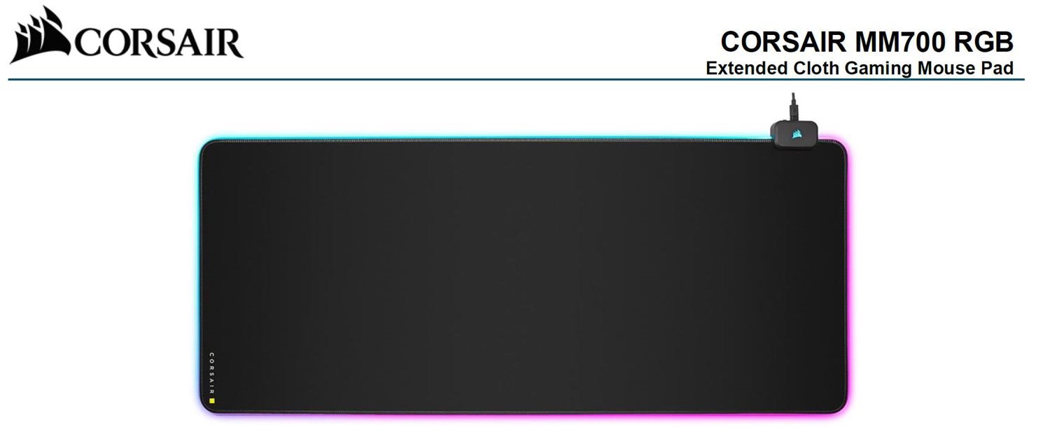 Corsair MM700 RGB Polaris - Icue, Dynamic Three Zone RGB, Low Friction Micro-Texture Surfacet For Ultimate Gaming Setup.930Mm X 400MM X 4MM Mousemat