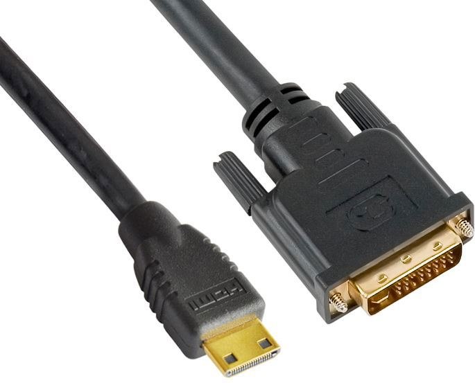 Astrotek Mini Hdmi To Dvi Cable 60CM - 19 Pins Male To 24+1 Pins Male 30Awg OD6.0mm Gold Plated Black PVC Jacket RoHS LS ~Cbat-Minihdmidvi-1.4