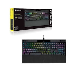 Corsair K70 RGB Pro Mechanical Gaming Keyboard, Backlit RGB Led, Cherry MX Blue, Black, Black PBT Keycaps, Professional Gaming