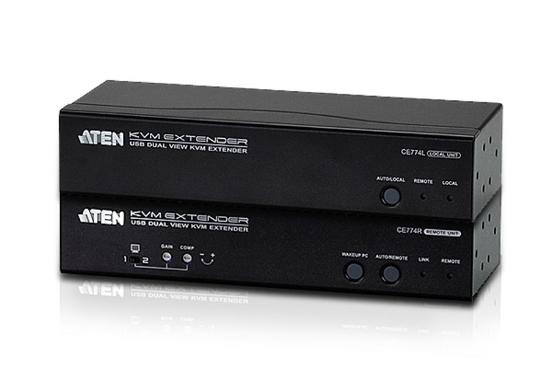 Aten Usb Dual Vga Cat 5 KVM Extender (1600 X 1200@150M);1920 X 1200 @ 60Hz (30 M), RS-232, Audio (LS)