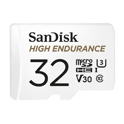 SanDisk High Endurance 32GB microSD 100MB/s 40MB/s 2.5K HRS 4K Uhd C10 U3 V30 -40°C To 85°C Heat Freeze Shock Temp Water X-Ray Proof SD Adapter >16GB