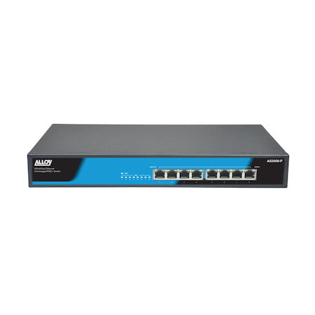 Alloy 8 Port Unmanaged Fast Ethernet 802.3At PoE Switch