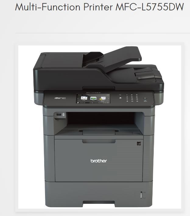 Brother J5755DW Wireless High Speed Mono Laser 2-Sided Printing1340 Sheet Network 40PPM, Print, Scan, Copy. Up To 1200 X 1200 Dpi