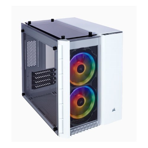 Corsair Crystal Series 280X RGB Tempered Glass Micro-ATX, Dual Chamber, Thermal, Compact Case, White (LS)