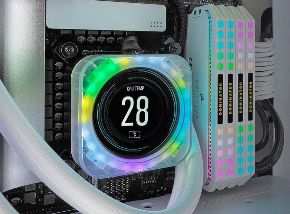 Corsair Icue Elite Cpu Cooler LCD Display Upgrade Kit Ice - Transforms Your Corsair Elite Capellix Cpu Cooler Into A Personalized Dashboard Display