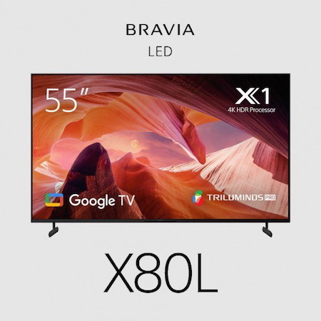 Sony Bravia X80L TV 55" Entry 4K (3840 X 2160), HDR10, HLG, Dolby Vision, Motionflow XR, Triluminos Pro, Android TV, Google TV